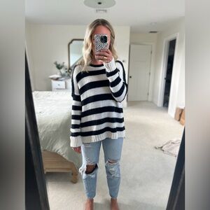 Velvet by Graham & Spencer Black and White Striped Sweater